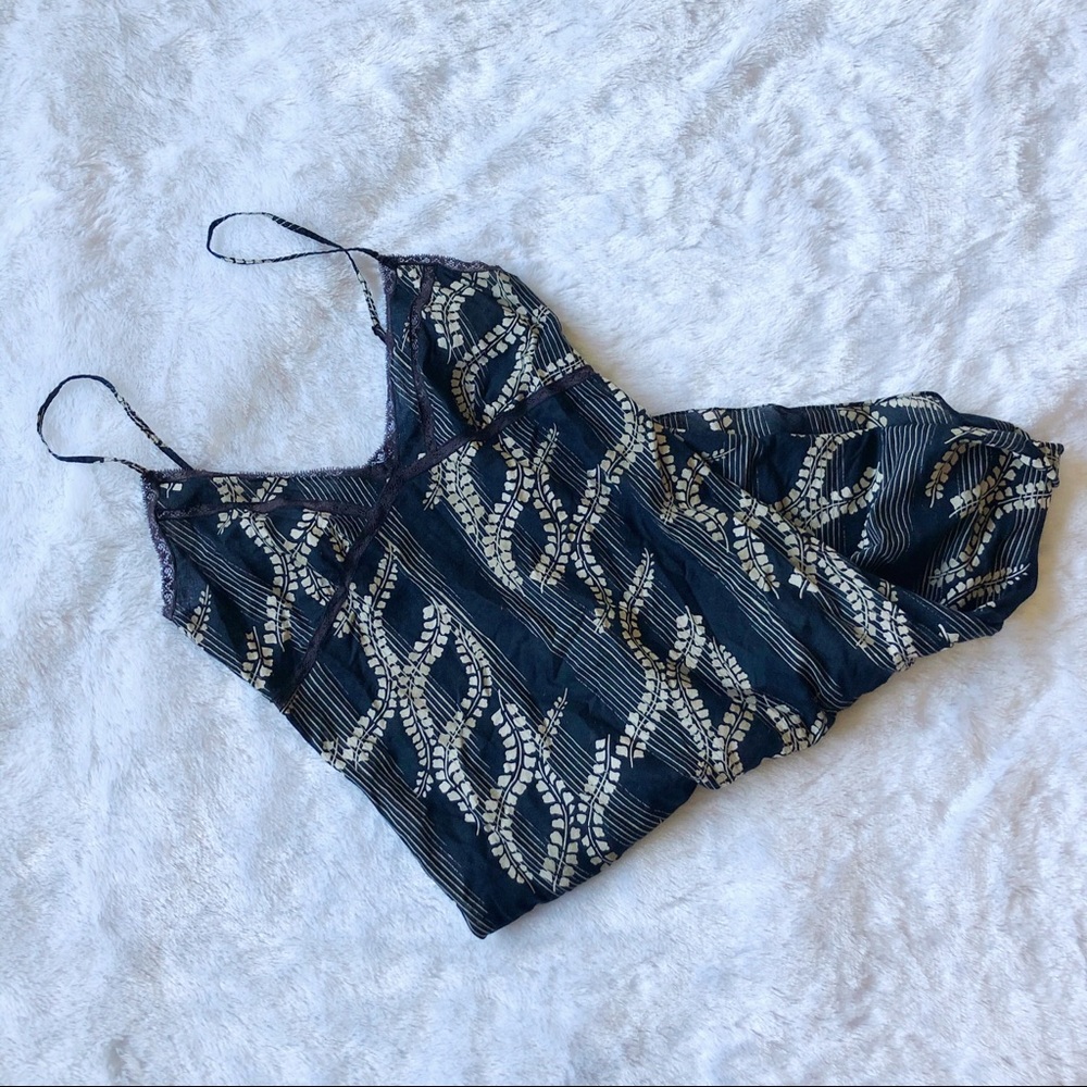 All Saints Indigo Floral Pattern Slip